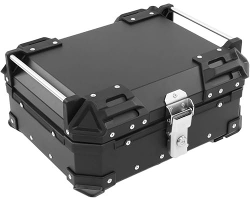 Generisch Schwarz,25L, Motorrad Topcase,Aluminium für Motorrad Topcase Koffer,wasserdichte Motorrad Koffer,Motorrad Heckkasten,Mit Sicherheitsschloss,Für Helm,Gepäck Lagerung