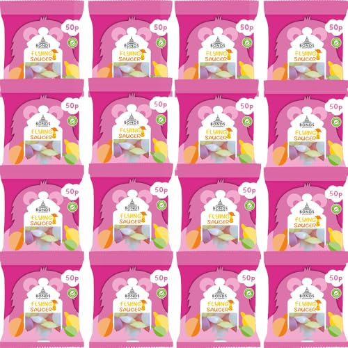 16 x Flying Saucers Treat Bags 12g PMP - Sherbet Filled UFO-Shaped Wafers