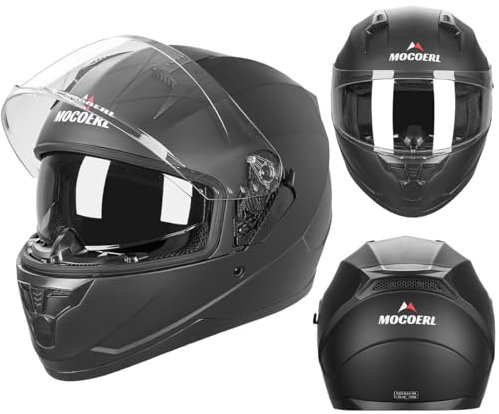 Integralhelm mit Sonnenblende | Motorradhelm Integralhelme | Motorradhelm Integralhelm Mofahelm ECE 22.06 | Kinn- & Kopfbelüftung | für Damen und Herren | Schwarz (XL)