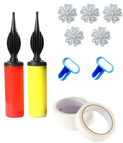 Ballonpumpen-Set, 2 Handpumpen, 2 Bänder, 3 Schleifen und 5 Pflaumenclips, Ballonpumpe, Manuelle Ballonpumpe, Hochzeit Party Ballonpumpe, Luftballonpumpe Hand