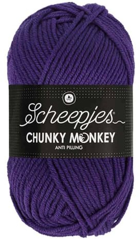Scheepjes Chunky Monkey Aran Weight Yarn | 100g Ball | Anti-Pilling Acrylic | Soft & Hypoallergenic for Knitting and Crochet Blankets, Toys & Garments (2001 Deep Violet)