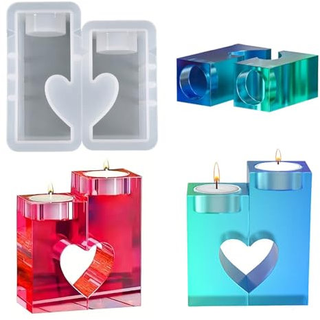 SKDFHOD 2 Stück Silikonformen Gießformen Weihnachten, Teelichthalter Herz Kerzenhalter Formen, Silikon Gießform Kerzenform Weihnachten, für Kerzenherstellung Formen DIY, Handwerk Dekoration, Hochzeit