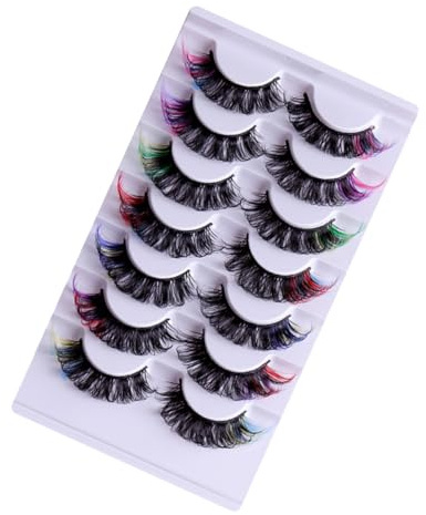 ARTSEWPLY 7paires Lot De d Extensions De Cils Colorés Faux Cils Décoratifs Pour Femmes Cosmétiques