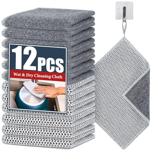 Navona Geschirrtuch aus Stahldraht, trocken und nass, Dual-Use-Stahldraht-Reinigungstuch, leistungsstarke Reinigung, kratzfester Draht, Geschirrtuch für Kochgeschirr, Spülen, Geschirr, Herdplatten, 12