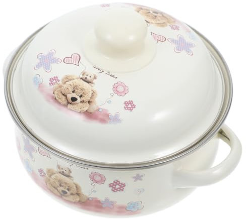 Alipis 1pc Vintage Enamel Stockpot Retro Stew Pot with Handle Cooking Utensils for Home Kitchen for Soup and Instant Noodles Easy Use