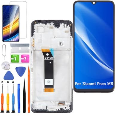 HLYGZX Pantalla LCD para Xiaomi Poco M5 22071219CG Pantalla Digitizer Assembly Kit de piezas de reparación (negro con marco)