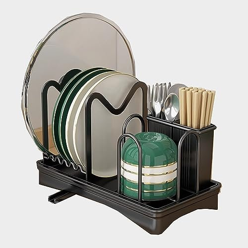 Scolapiatti, Scolapiatti per Il Piano della Cucina con scolapiatti e portabicchieri KitchenAid Compact per Il Piano della Cucina, Nero