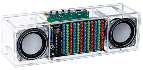 Suoumwa DIY Bluetooth-Lautsprecher-Kit, Elektronisches LED-Musikspektrum, Zweikanal-Lötübungen, 3-W-Lautsprecher, 8002-Verstärker