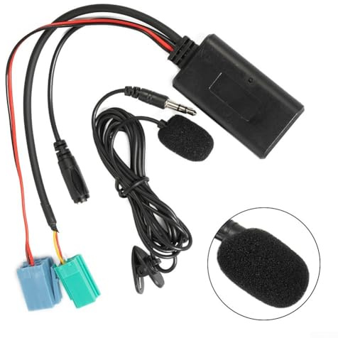 CNANRNANC Adattatore AUX per autoradio Bluetooth-5.0 per veicoli Renault (2005-2011), compatibile con più modelli Renault, include cavo microfono per chiamate in vivavoce