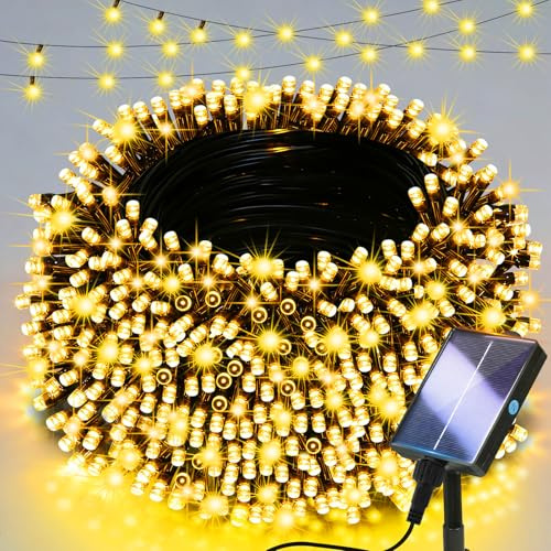 Lighprenix Solar Lights Outdoor Garden - 20m 200LEDs Solar Powered Waterproof Warm White Fairy Lights with 8 Modes, Upgrated Large-Capacity Outside Decorative String Lights for Tree/Fence/Gazebo/Mesh
