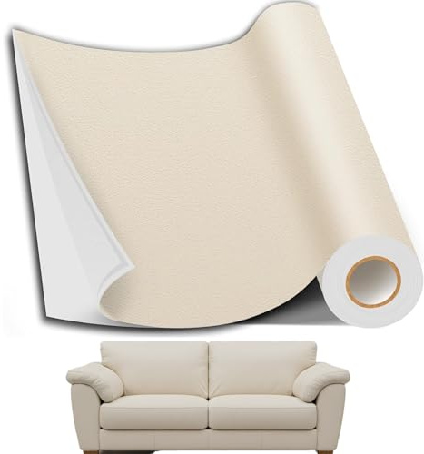 ZJXKJGS Leder Patch Selbstklebend, 60 x 137cm, Kunstleder Selbstklebend Reparatur Kit, Leder Reparatur Set, für Möbel, Sofa, Autositze, Taschen, Leder Reparatur und Renovierung (Beige)