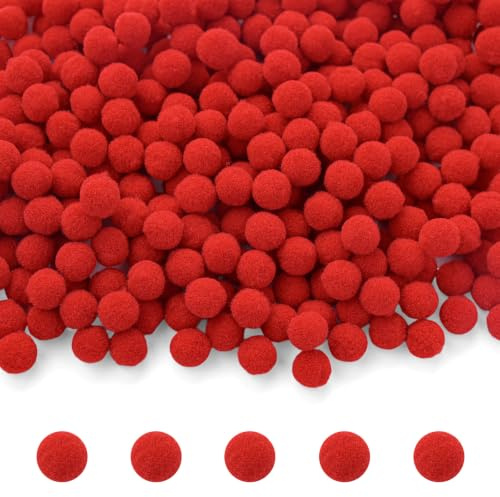 Bouiexye Bunte Pompoms, 1 cm Mini Pompons zum Basteln Bastel pompons Großpackung, DIY Bastelzubehör für Kunstprojekte, Heimdekoration (600, Rot)