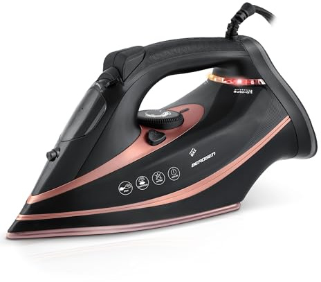Berdsen Dampfbügeleisen - 3000W Bügeleisen 10in1 - mit Keramiksohle - 360 ml Wassertank - Doppel-Dampfstoß - Schwarz