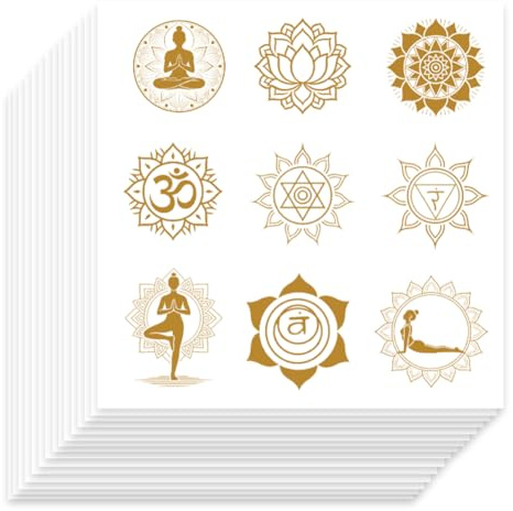 TNKBREEZE 450 Stück Yoga Aufkleber 50 Blätter Selbstklebende Scrapbooking Abziehbilder Dekorpapier Dekorative Aufkleber Wasserdichte Planer Aufkleber für DIY Bastelarbeiten Journal Kalender Etikett