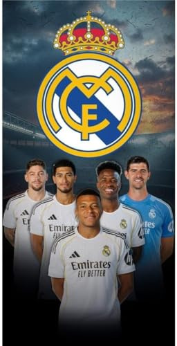Real Madrid Toalla Playa Oficial 70x140 cm – 100% Microfibra, Secado Rápido, Ligera y Compacta – Toalla Piscina, Viaje y Deporte – Diseño Original Club Fútbol (NW1672)