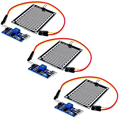 AZDelivery 3 x Modulo Sensore Pioggia, rilevatore di Acqua Piovana compatibile con Arduino incluso un E-Book!