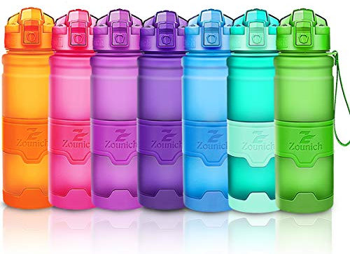 ZOUNICH Botella Agua Deporte Botellas Agua Niños sin BPA, Reutilizable Tritan Plástico Ecologica con Filtro, 400ml/500ml700ml/1l, Cantimploras para Gimnasio, Bicicleta, Colegio, Oficina, Viajes