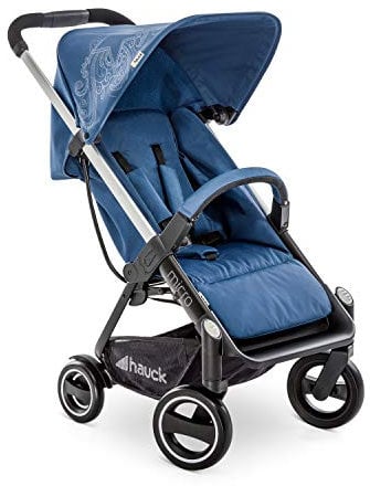 hauck Micro, stylischer kompakter Buggy bis 18 kg, Liegefunktion, mit eine Hand klein klappbar, leicht aus Aluminium, höhenverstellbarer Schieber, Reflektoren, ab Geburt, Star Denim