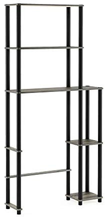 Furinno Turn-N-Tube Scaffale di Stoccaggio del Bagno, Holz, Grigio/Nero (French Oak Grey/Black), taglia unica