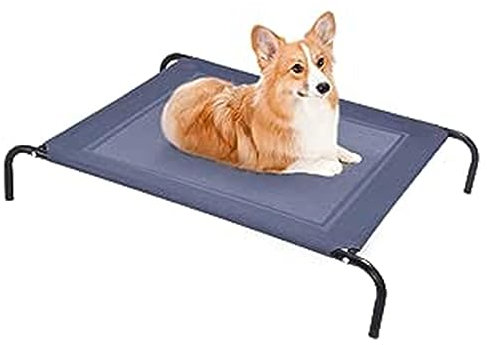 GOPLUS Hundebett Metall, Haustierbett Garten, Hundeliege Katzenbett Katzenliege Haustierbett Hundesofa Schlafplatz Haustier Liegeplatz Draußen (110x80x18cm)