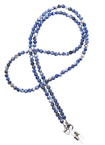 rainbow safety Brillenkette Brillenband Brillenhalter Schlangenkette Natürliche Edelstein Perlen Amazonit Achat Tigerauge Amethyst RC (Blue Sodalite)