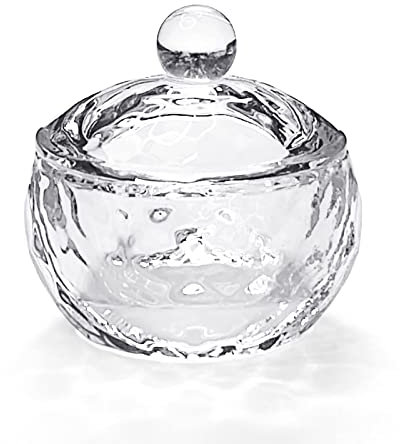 Round Crystal Clear Acrylic Liquid Powder Glass Dappen Dish Glass Cup w Cap Lid Bowl for Acrylic Nail Art Transparent Kit, HJ-NAPB017
