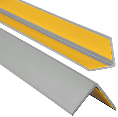 ProfiPVC Winkelprofil 35x35mm, 200cm - Kunststoffwinkel aus PVC-Gummi - selbstklebend Kantenschutzprofil, elastischer Kantenschutz - Eckschutzprofil, einfache Montage - Grau