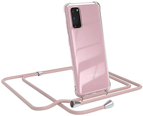 EAZY CASE Handykette kompatibel mit Samsung Galaxy S20 / S20 5G Handyhülle mit Umhängeband, Handykordel mit Schutzhülle, Silikonhülle, Hülle mit Band, Stylische Kette für Smartphone, Rosé-Gold