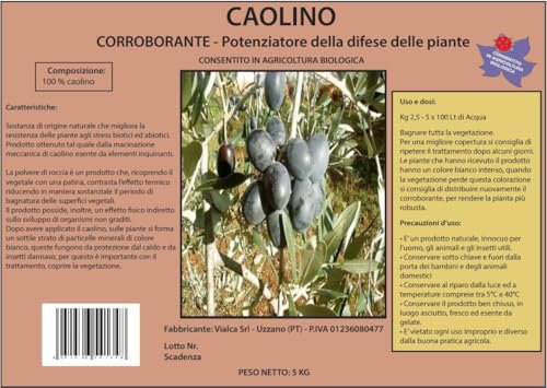 Prodotto Naturale A Base di CAOLINO Ottimo Anche Contro LA Mosca DELL'OLIVO - Biologico - kg 20