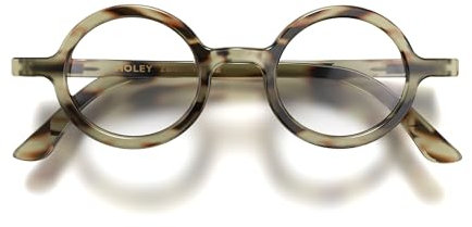 LONDON MOLE Runde Lesebrille | Moley-Brille | Coole Leser | Stilvolle Brille für Herren Damen Unisex | Federscharniere | Graues Schildpatt | + 2,0 Vergrößerung