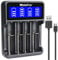 WholeFire Universal 18650 Ladegerät, LCD Bildschirm Intelligentes USB 18650 Akku Ladegerät für NI-MH NI-Cd A AA AAA, Wiederaufladbare Li-Ionen 18650 26650 18490 17670 17500 16340 14500 Batterie