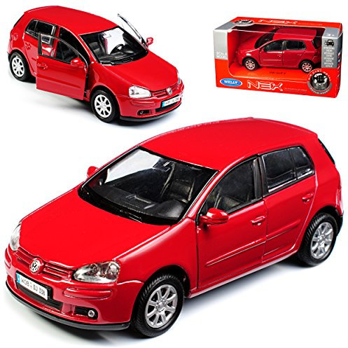 Welly Volkwagen Golf V Rot 5 Türer 2003-2008 ca 1/43 1/36-1/46 Modell Auto mit individiuellem Wunschkennzeichen