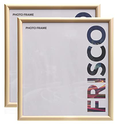 Kenro Frisco Plastic Picture Frames (Box of 2) - 20x20 Inch / 50x50cm Wall Hanging Stylish Photo Frame with Acrylic Front - Gold