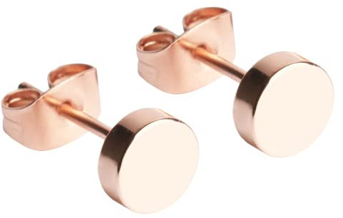 Mini Ohrstecker rosegold modern • Edelstahl Ohrringe rund • Kleine Stecker für zweites Ohrloch • Wasserfester Modeschmuck 18K vergoldet • Ø 6mm