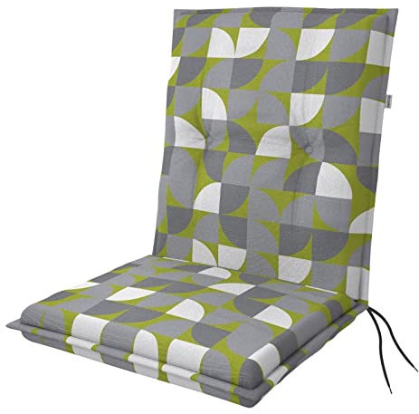 Doppler Auflage Niederlehner Living Kreis Grün I Gartenstuhl-Polster 100x48x6cm aus Baumwolle & Polyester I Sitzauflage weich & bequem I Sitzkissen zum Festbinden an Gartenstuhl