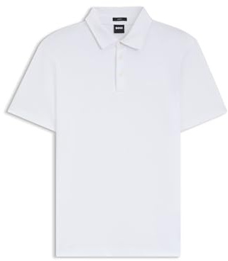 BOSS Herren Palosh 30 Slim-Fit Poloshirt aus Interlock-Baumwolle Weiß M