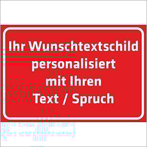 Indigos UG - Schilder selbst gestalten mit Wunschtext - Schild personalisiert rot - Aluverbundplatte in 8 Größen - mit Text und Schrift - für Garage, Parkplatz, Firma, Schule, Hotel oder Carport