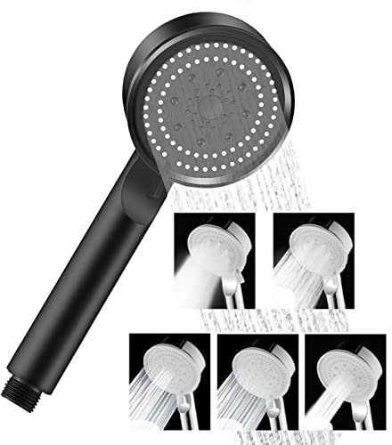 Douchette, Pommeau de Douche anti calcaire economie deau, Pommeau de Douche Helice Haute Pression Pivotant à 360 °, Filtre à Trois Niveaux Système de Filtrage avec, (Petit 5 hors de l'eau noir)