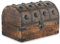Ajuny Handgefertigte Schmuckschatulle aus Holz mit Piraten Schatztruhe Mehrzweck Schmuckschatulle mit Vintage Muschelstreifen Andenken Aufbewahrungsbox Organizer Geschenk 9x6 Zoll