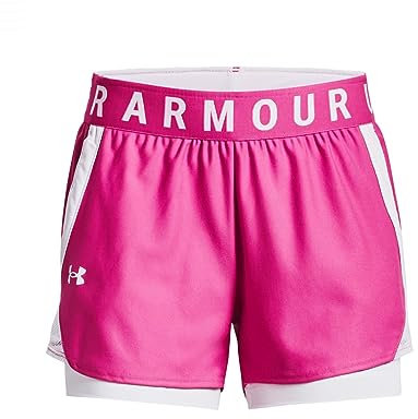 Under Armour Short Play Up 2 en 1 Homme, Rose Rebel/Blanc/Blanc, XXL
