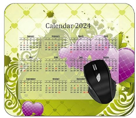 2025 Calendar Mouse Pad with Holidays,Flower Petals Inside LightAnti-Slip Rubber Mousepad with Durable Stitched Edges
