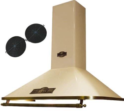 Kaiser EMPIRE Retro Dunstabzugshaube 90 cm A 9315 ElfEm | Kaminhaube Wandhaube 910m³/h | Klasse A | Exklusive Abzugshaube Abluft Inkl. Umluftset | Designer Elfenbein/Dekorationsquerstange Bronze