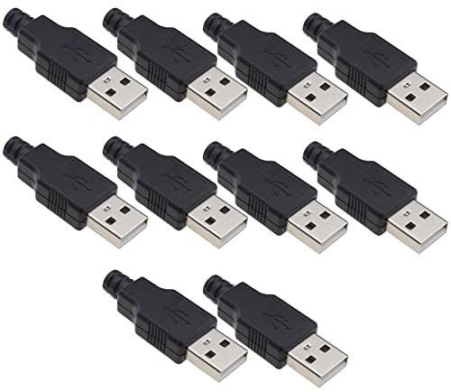 eMagTech 10 Set USB Typ A 4-poliger Klinkenstecker DIY USB-Anschluss Stecker A Typ 4-pin Montageadapter Buchse Kabelzubehör