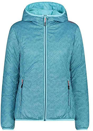 CMP - Giacca reversibile da donna con cappuccio fisso, Acqua-Deep Lake, 46
