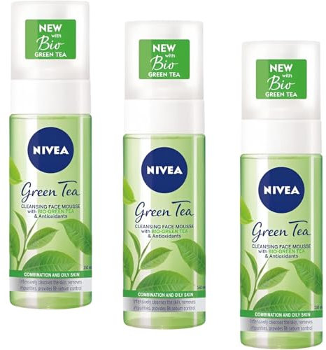 NIVEA Cleansing Face Mousse Green Tea, 150ml (PACK OF 2) Enriched With Organic Green Tea Extract, Has Antioxidant, Antiseptic, and Rejuvenating Properties, Reducing Oiliness and Promoting Healthy Skin