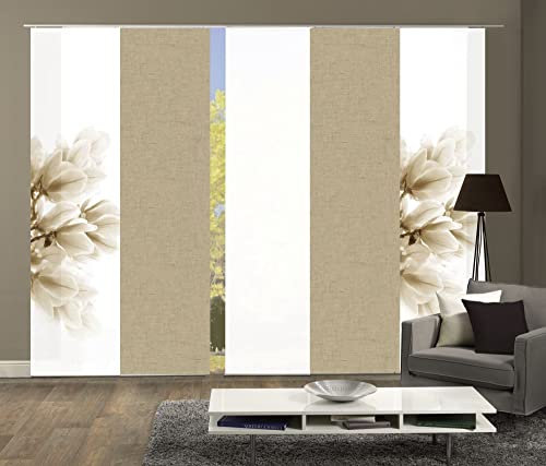 wohnfuehlidee 5er-Set Schiebegardinen MALENKA Blickdicht, Höhe 245 cm, Sand