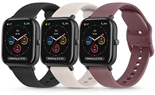 Mugust für Amazfit Bip 3/Amazfit Bip 3 Pro Armband, Amazfit GTS 2 Mini/Amazfit GTS 4 Mini Armband Damen Herren, 20mm Ersatzband für Amazfit GTS/GTS 4/Bip U/Bip U Pro(Schwarz/Rauchlila/Mondweiß)