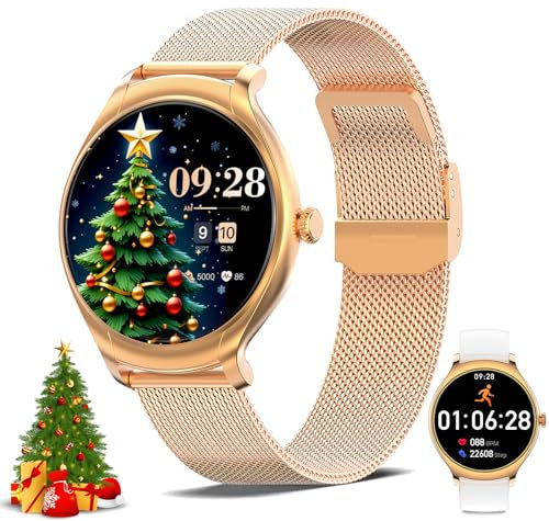 Nemheng Smartwatch Damen mit Telefonfunktion,1.39 Zoll Touchscreen Armbanduhr mit Pulsuhr Schlafmonitor Menstruationszyklus Schrittzähler,113 Sportmodi Sportuhr für Android iOS