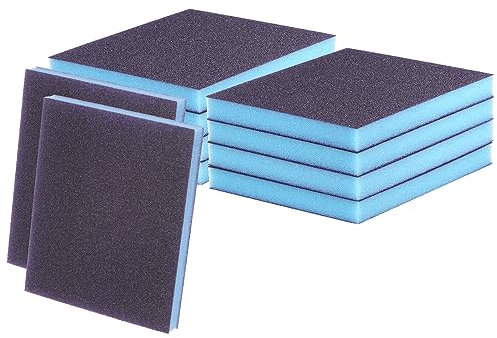 sourcing map 10pcs Fine Sanding Sponge Blocks 240-320 Grit Foam Sanding Block Pad for Polishing Kitchen Metal Wood Drywall, 120x100x12mm, Purple