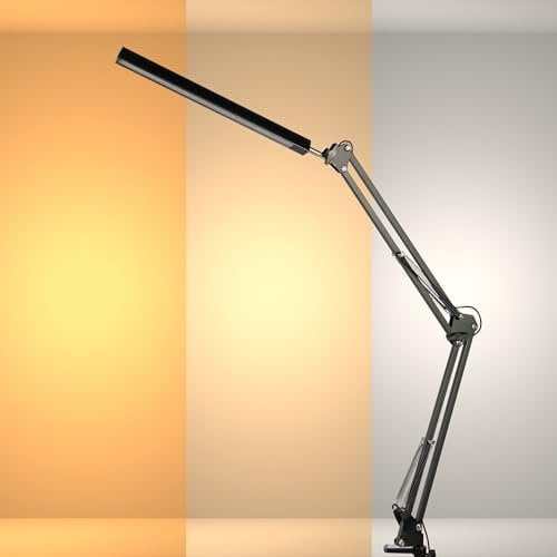 Desk Lamp LED Lamp Desk Light with Versatile Mounting, Clamp for Desks or Shelves, Flexible Design, 4 CCT Modes, Type C Power Cable, Long Arms for Glare-Free Illumination